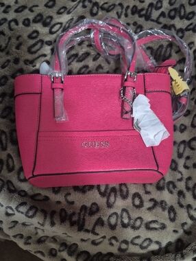 GUESS Hot Pink Pebbled Satchel with Top Handles